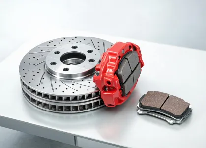 Quality lead inspecting brake rotor friction surface
