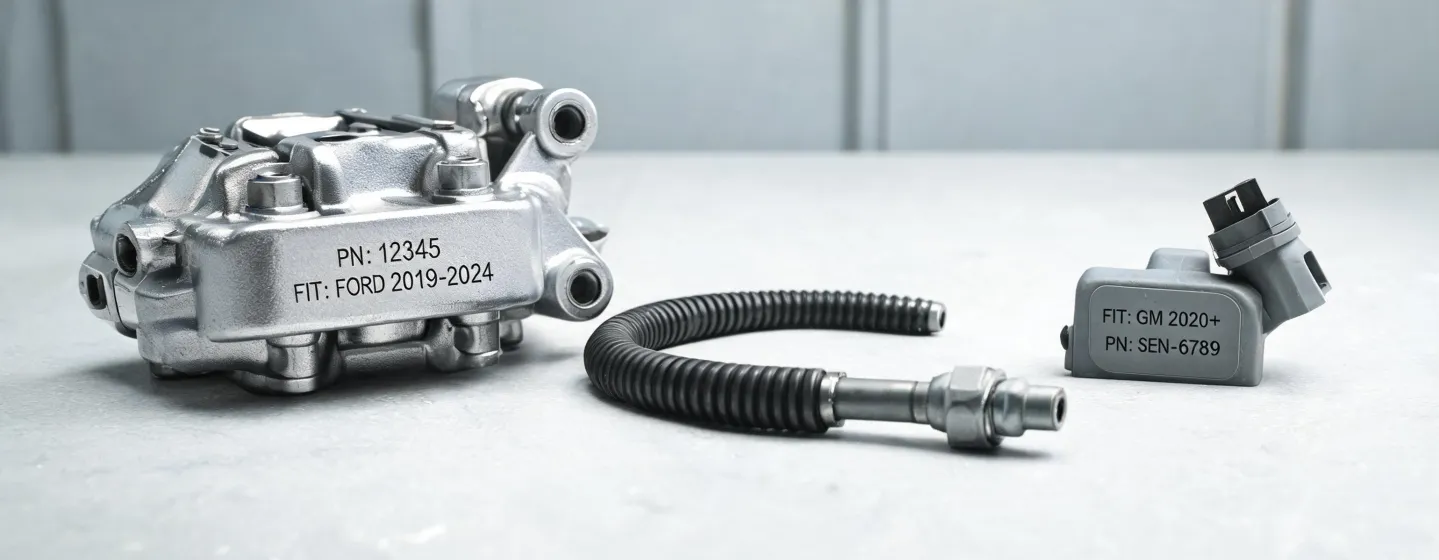 Clean brake component inspection bench with labels and compliance notes
